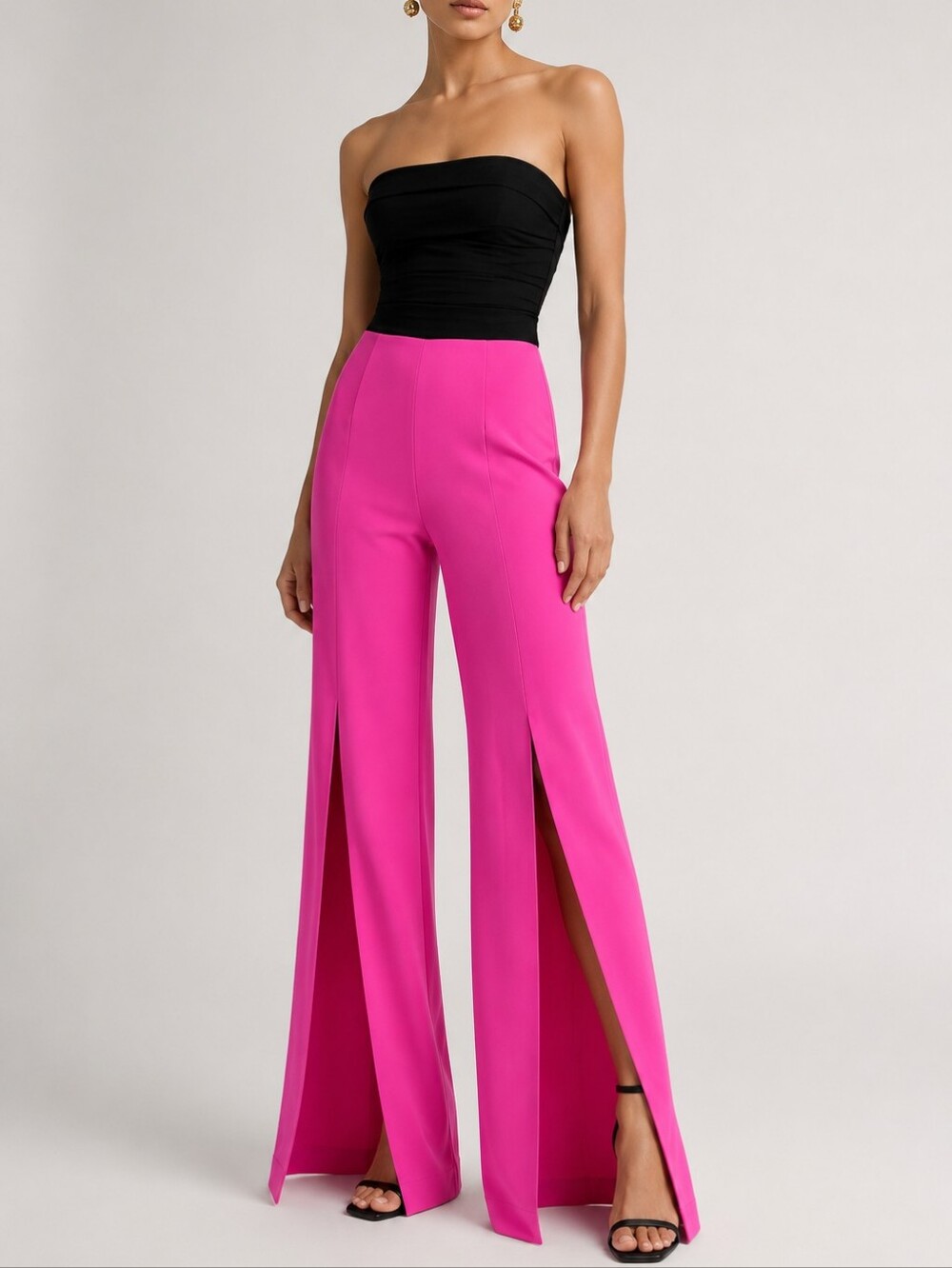 🆕️ Jay Godfrey Churchill Wide Leg Front Slit Dress Pants in Bright Fuchsia Pink